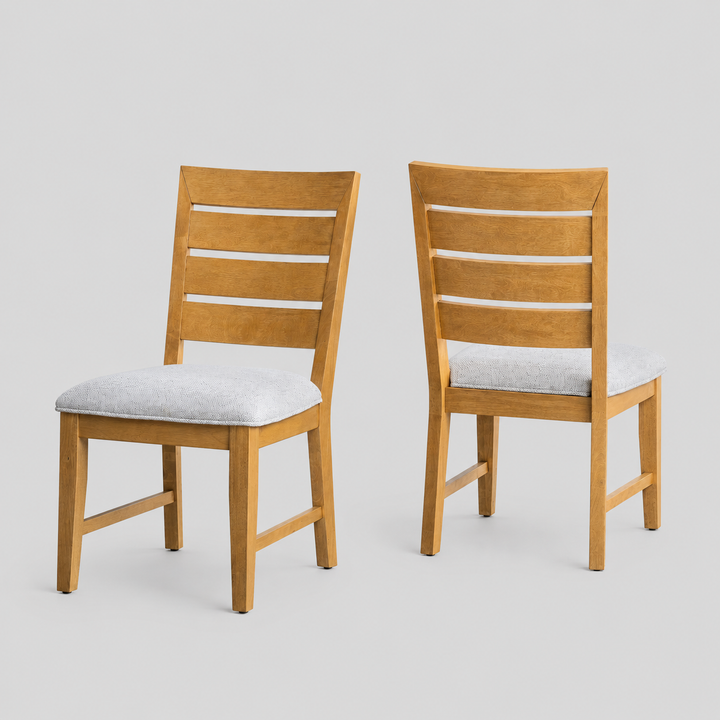 Diamond Crest Dining Chair Set of 2 – Modern Solid Wood Chairs with Memory Foam Seating, Splayed Legs and Natural Finish Design