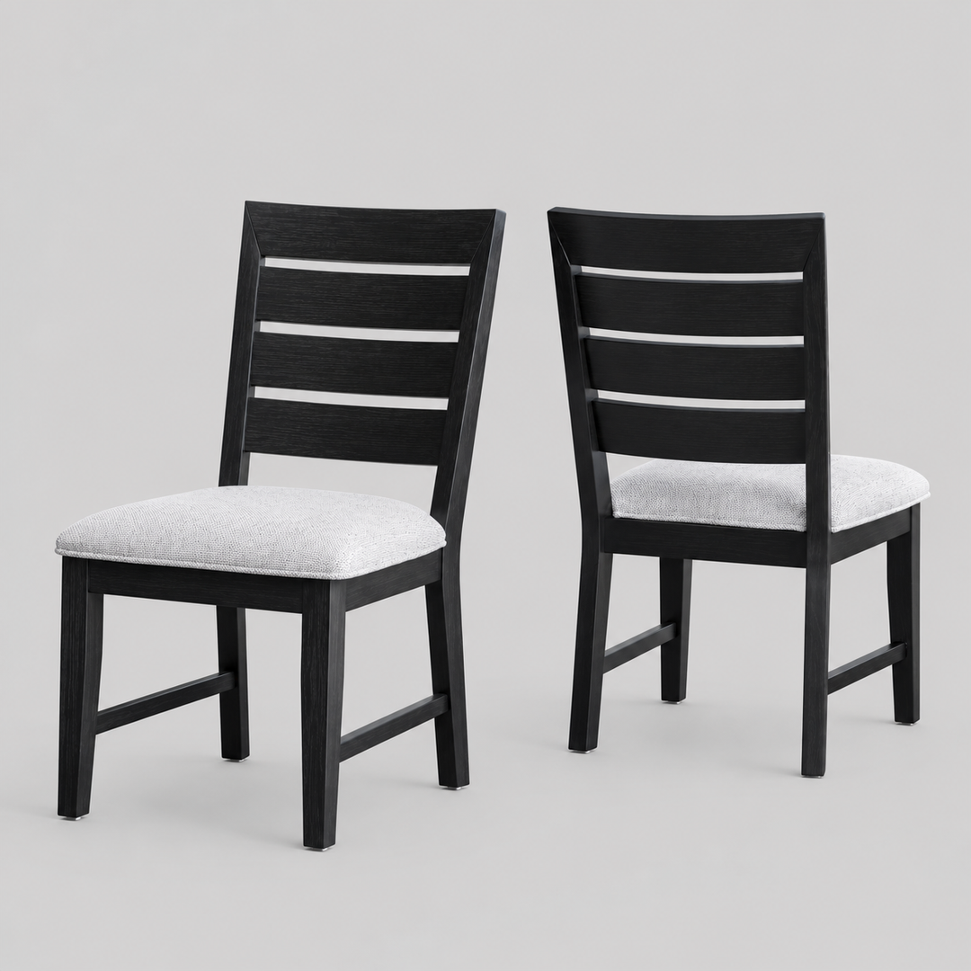 Diamond Crest Dining Chair Set of 2 – Solid Acacia & Rubberwood Chairs with 22kg Memory Foam Seating, Splayed Legs and Natural Wood Finish Modern Design