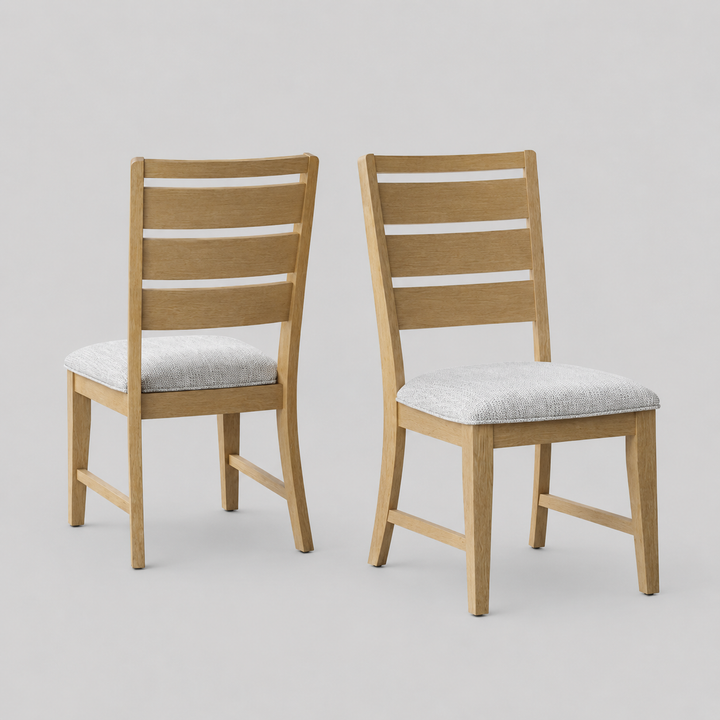 Diamond Crest Cosima Dining Chair Set of 2 – Solid Acacia & Rubberwood Chairs with 22kg Memory Foam Seating, 50mm Thick Legs, Splayed Design and Natural Finish Modern Dining Chairs