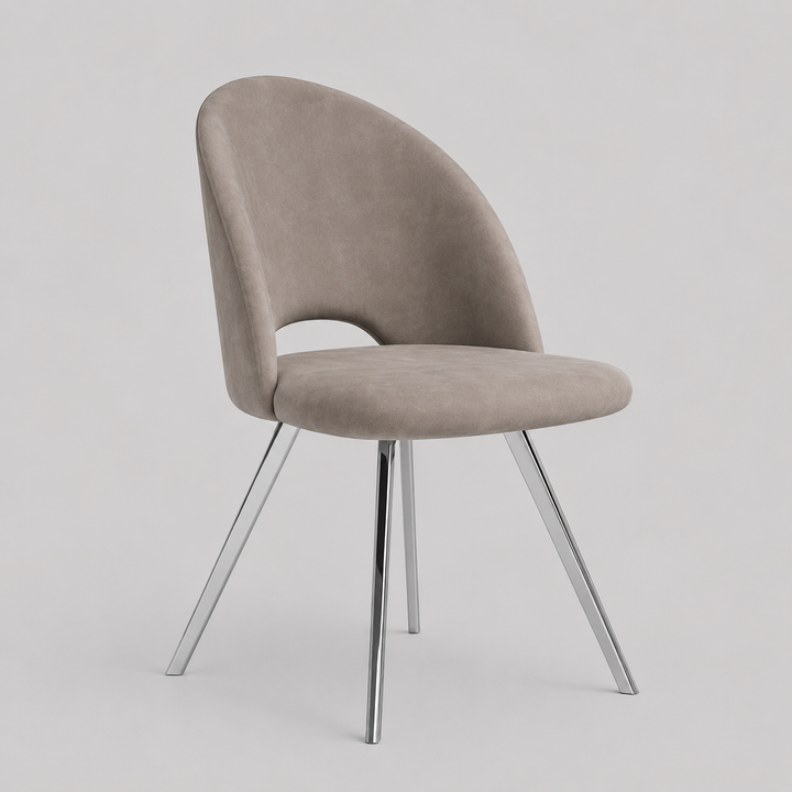 Belmontra 2-Piece Modern Soft Grey PU Dining Chair Set with Stainless Steel Legs