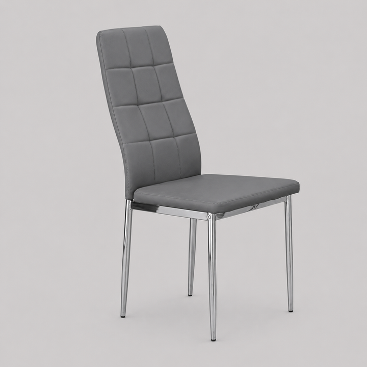 Faylora 4-Piece Modern Grey Upholstered Dining Chair Set with Chrome Legs
