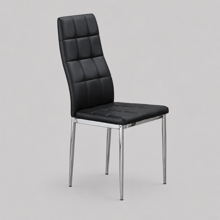 Faylora 4-Piece Modern Black Upholstered Dining Chair Set with Chrome Legs