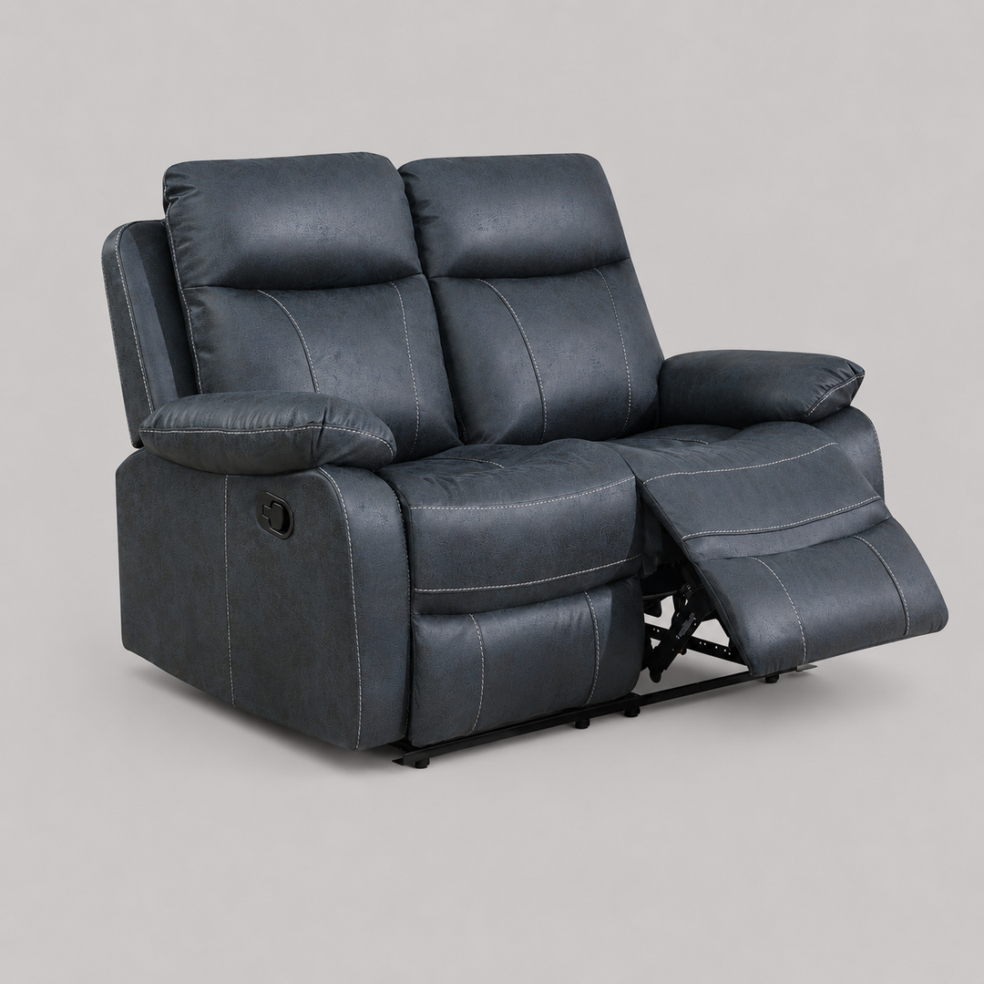 Eterno Recliner Loveseat – Greyish-Blue Comfort with Timeless Style