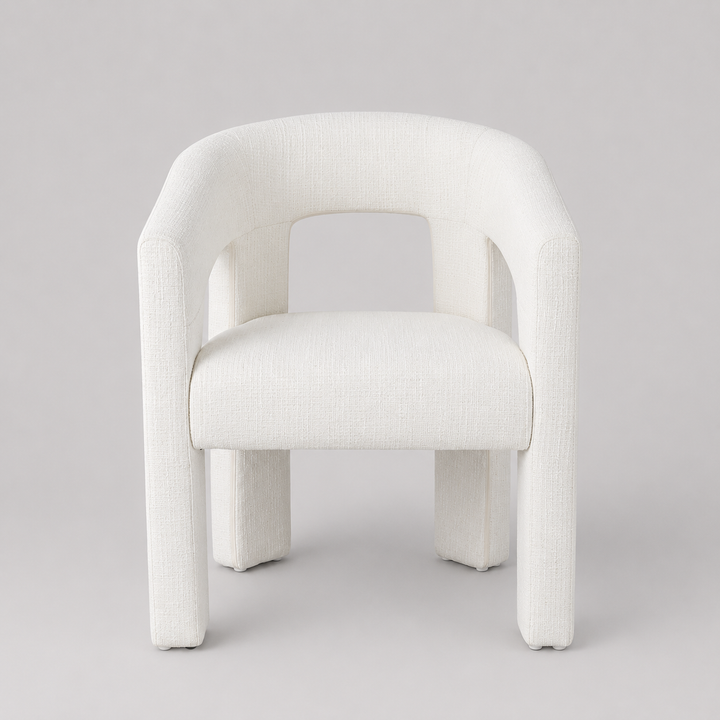 Eterno Dining Chair – Modern Upholstered Chair with Curved Backrest, Armrests and Plush Comfort Seating