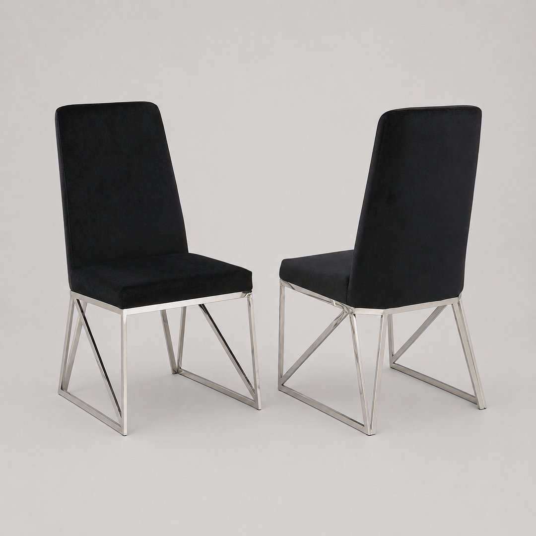 Majestic Dining Chair Set of 2 – Modern Velvet Upholstered Chairs with Stainless Steel Frame and Luxury Comfort Seating