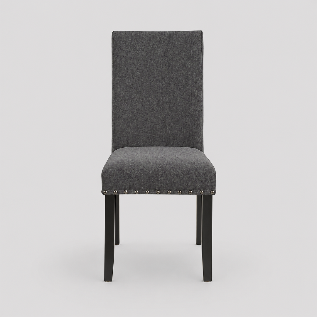 Ducharo 2-Piece Modern Soft Grey Fabric Dining Chair Set with Nailhead Trim