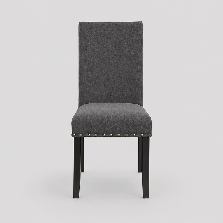 Ducharo 2-Piece Modern Soft Grey Fabric Dining Chair Set with Nailhead Trim