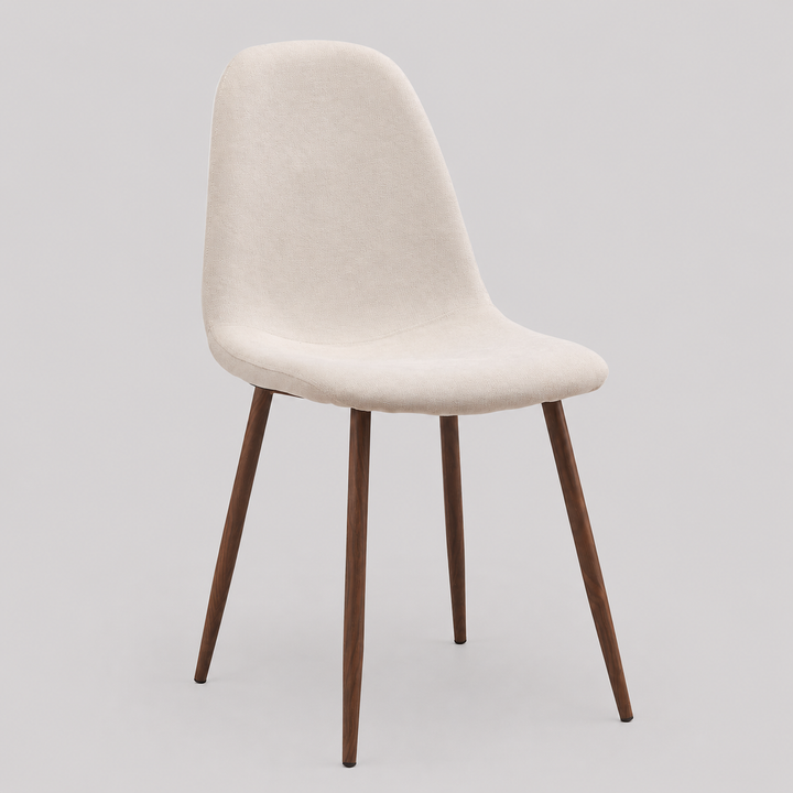 Eltravo Mid-Century Modern Chair – Set of 4 Curved Wood Frame Fabric Upholstered Chairs with Walnut Finish Metal Legs