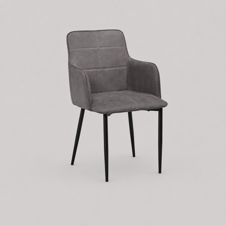 Nexora 2-Piece Modern Charcoal Brown PU Dining Chair Set with Black Metal Legs and Comfortable Cushioned Seating for Dining Room, Kitchen &amp; Contemporary Spaces