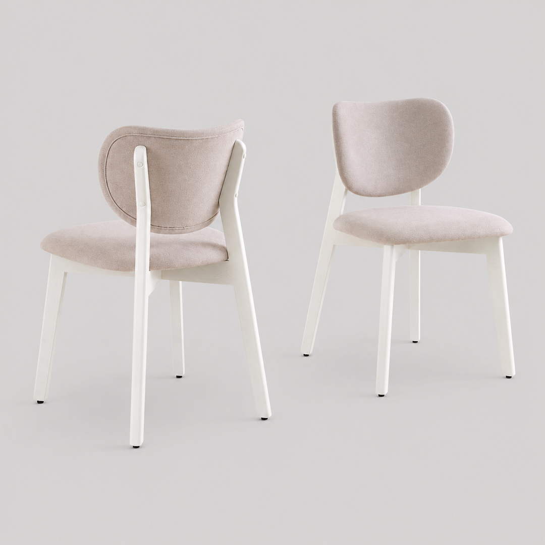 Golden Arc Dining Chair Set of 2 – Modern Upholstered Chairs with Curved Backrest, Rubberwood Frame and Contemporary Design