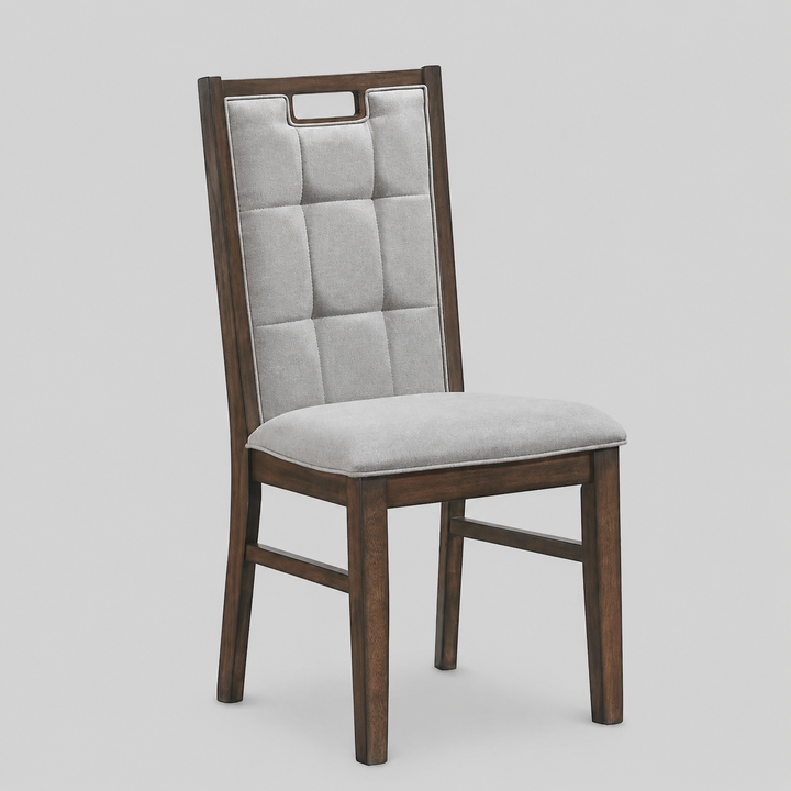 Vornex 2-Piece Contemporary Rustic Brown Fabric Dining Chair Set with Rubber Wood Frame