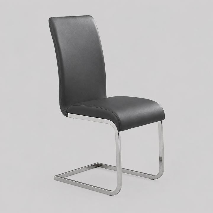Raventra Contemporary Dining Chair – Set of 2 C-Shape Base Chrome Metal Frame Upholstered Chairs