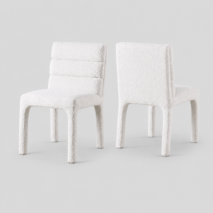 Serenity Luxe Dining Chair Set of 2 – Modern Boucle Upholstered Chairs with Tufted Backrest and Integrated Legs Design