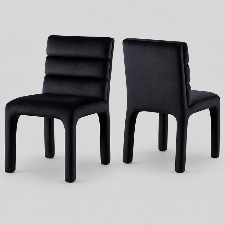 Serenity Luxe Dining Chair Set of 2 – Modern Velvet Upholstered Chairs with Tufted Backrest, Integrated Legs and Contemporary Design