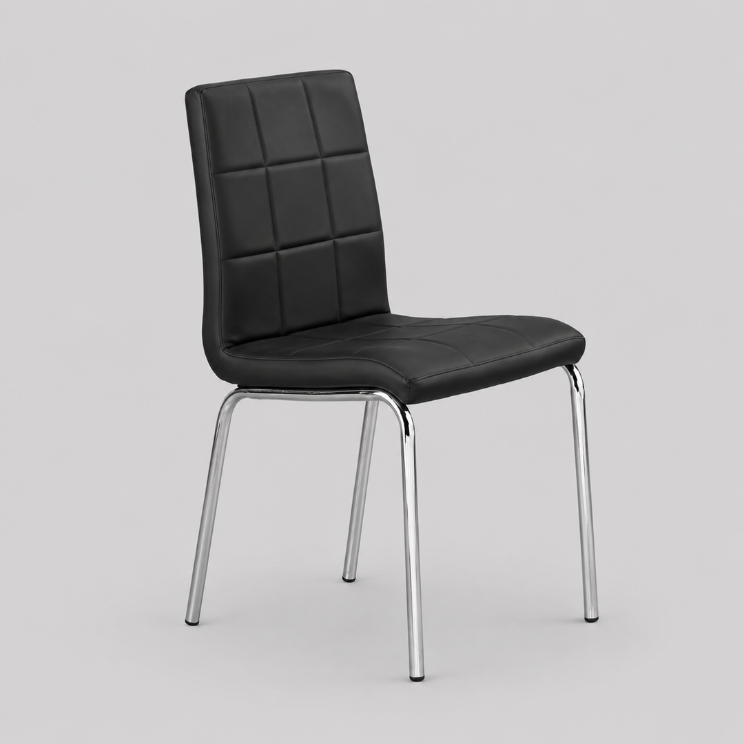 Drevano 4-Piece Modern Black Upholstered Dining Chair Set with Chrome Legs