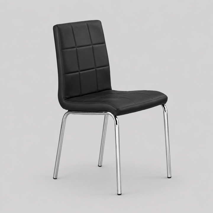 Drevano 4-Piece Modern Black Upholstered Dining Chair Set with Chrome Legs