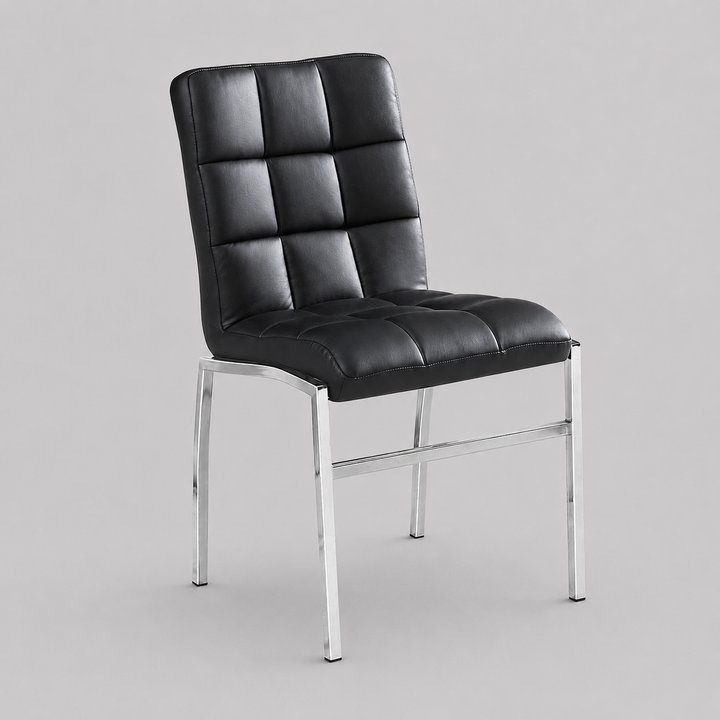 Linea Leather Upholstered Dining Chair (Set of 4) - Black/ Chrome | Modern, Comfortable & Built to Last