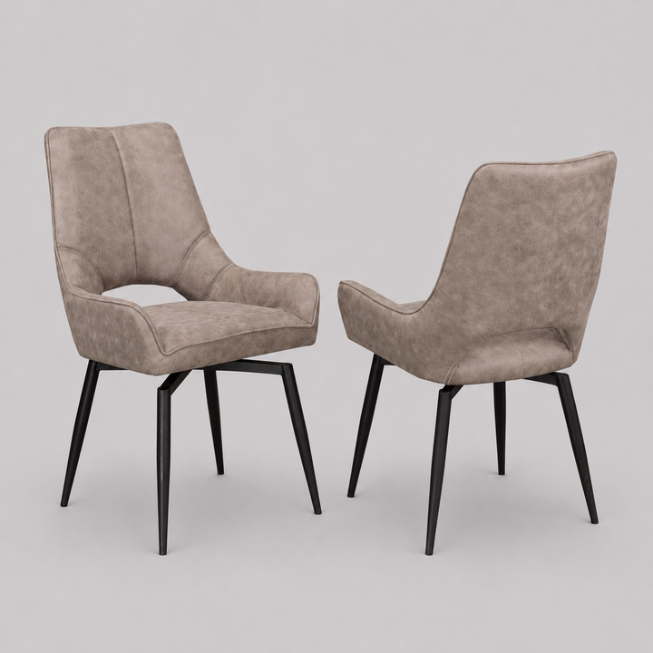Melbourne Fabric Upholstered Dining Chair With Swivel Base (Set of 2) - Grey