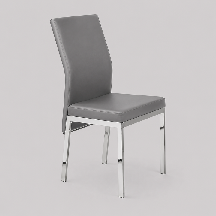 Ravelle 4-Piece Modern Grey Cushioned Dining Chair Set with Chrome Legs and Contemporary Design
