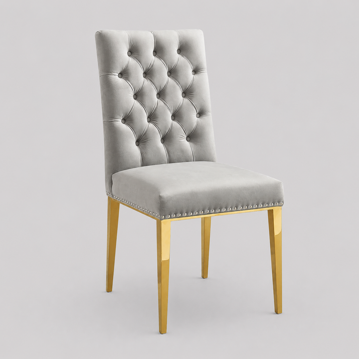 Sierra Dining Chair (Set of 2) - Grey/ Gold | Timeless, Stylish, Comfortable & Built to Last