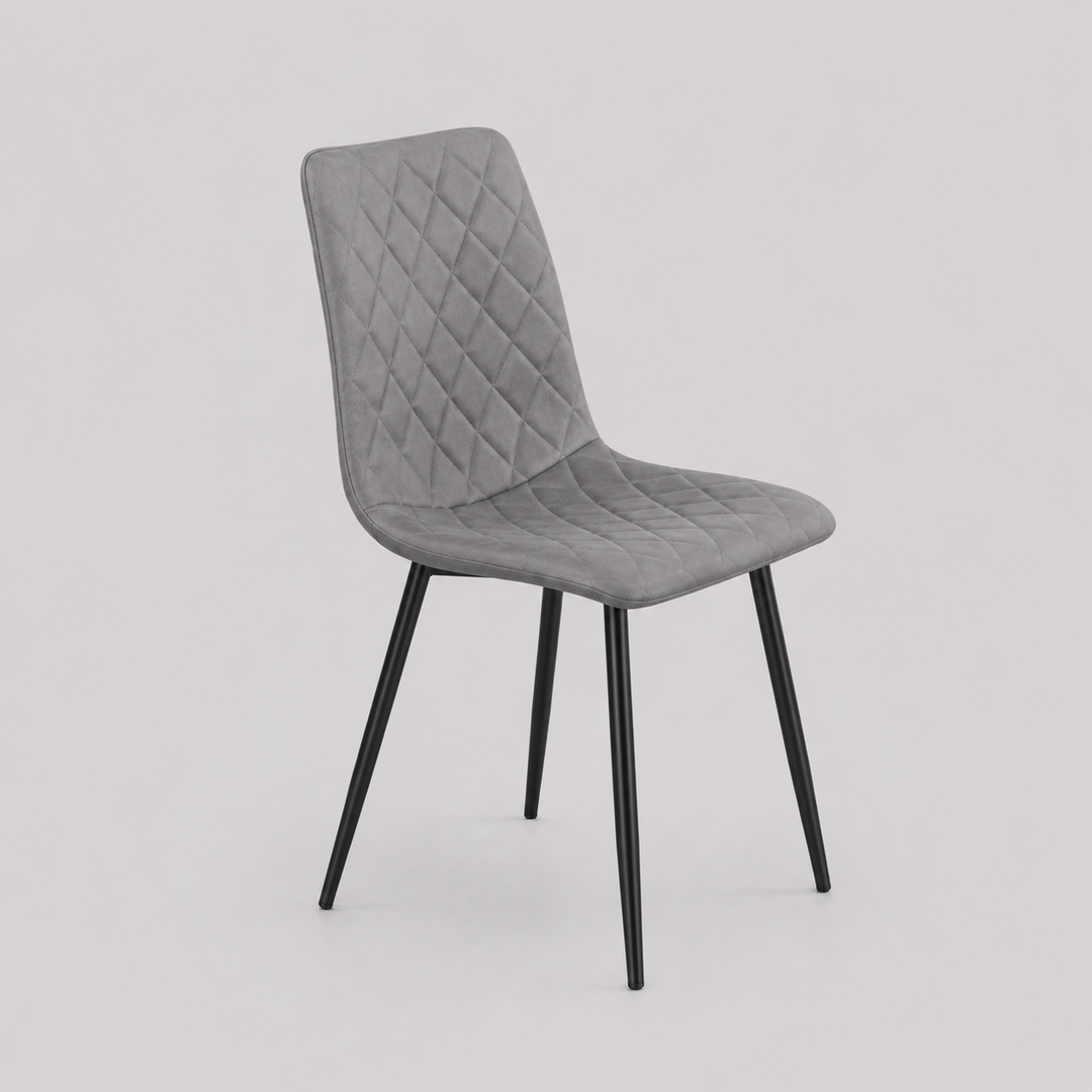 Alveron 6-Piece Modern Grey Upholstered Dining Chair Set with Black Legs