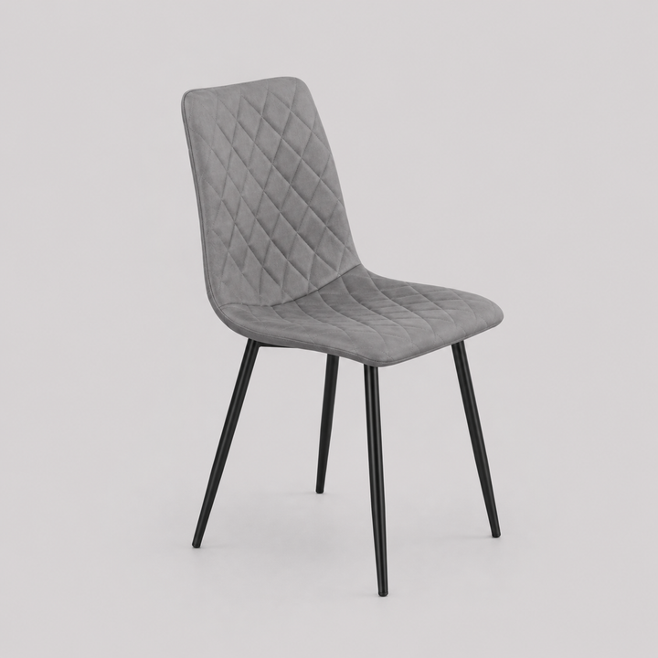 Alveron 6-Piece Modern Grey Upholstered Dining Chair Set with Black Legs