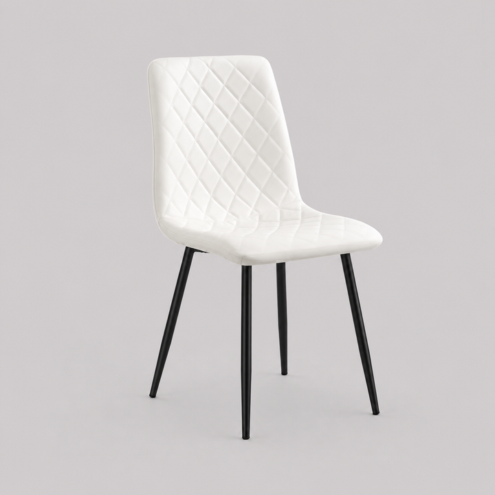 Alveron 6-Piece Modern White Upholstered Dining Chair Set with Black Legs