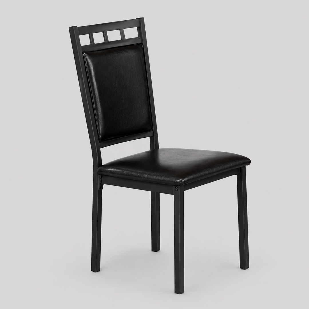 Norezzo 6-Piece Dining Chairs – Gun Metal Frame with Black PU Seats for Modern Dining & Kitchen Spaces