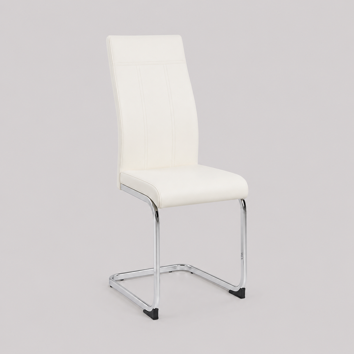 Pravento 6-Piece Modern White PU Dining Chair Set with Metal Legs and Tall Contemporary Design for Dining Room, Kitchen &amp; Café Use