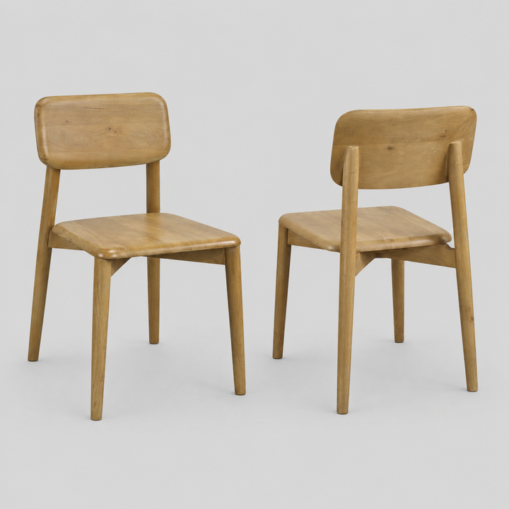 Pebble Wooden Dining Chair (Set of 2) - Oak | Rustic, Simplistic & Durable