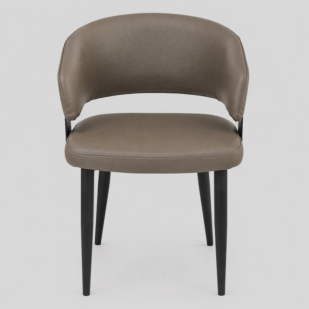 Corvello Dining & Lounge Chair – Set of 4 Modern Curved Back Faux Leather Upholstered Chairs with Matte Black Frame (Black)