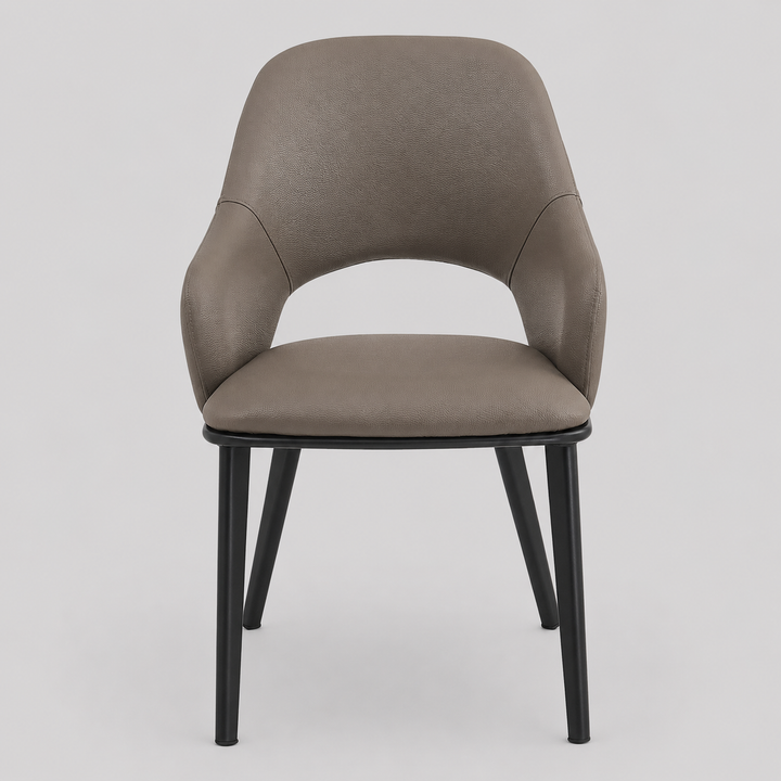 Montierra Modern Dining Chair Set of 4 – Textured Faux Leather Upholstered Chairs with Curved Back & Arms, Matte Black Frame and Medium-Firm Cushion Seating Dining & Lounge Chairs