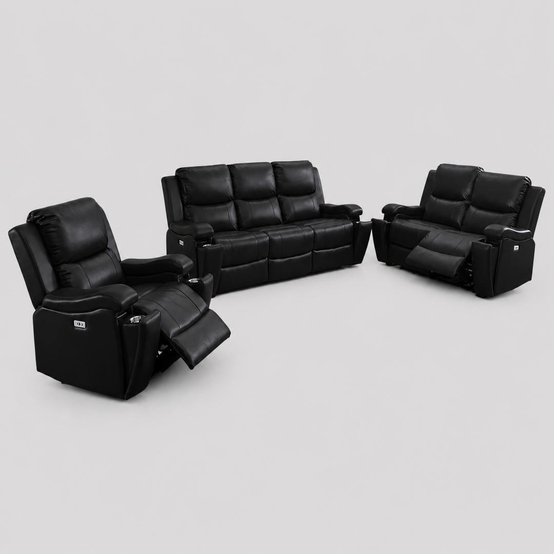 Aeron Recliner Set – Black Luxury with Power Comfort