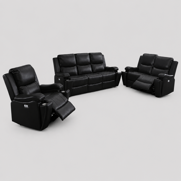 Aeron Recliner Set – Black Luxury with Power Comfort