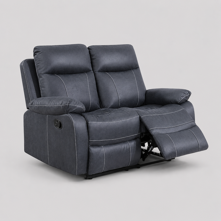 Novaro Fabric Upholstered Manual Recliner Sofa - Blue | Comfortable, Durable, Stylish & Functional