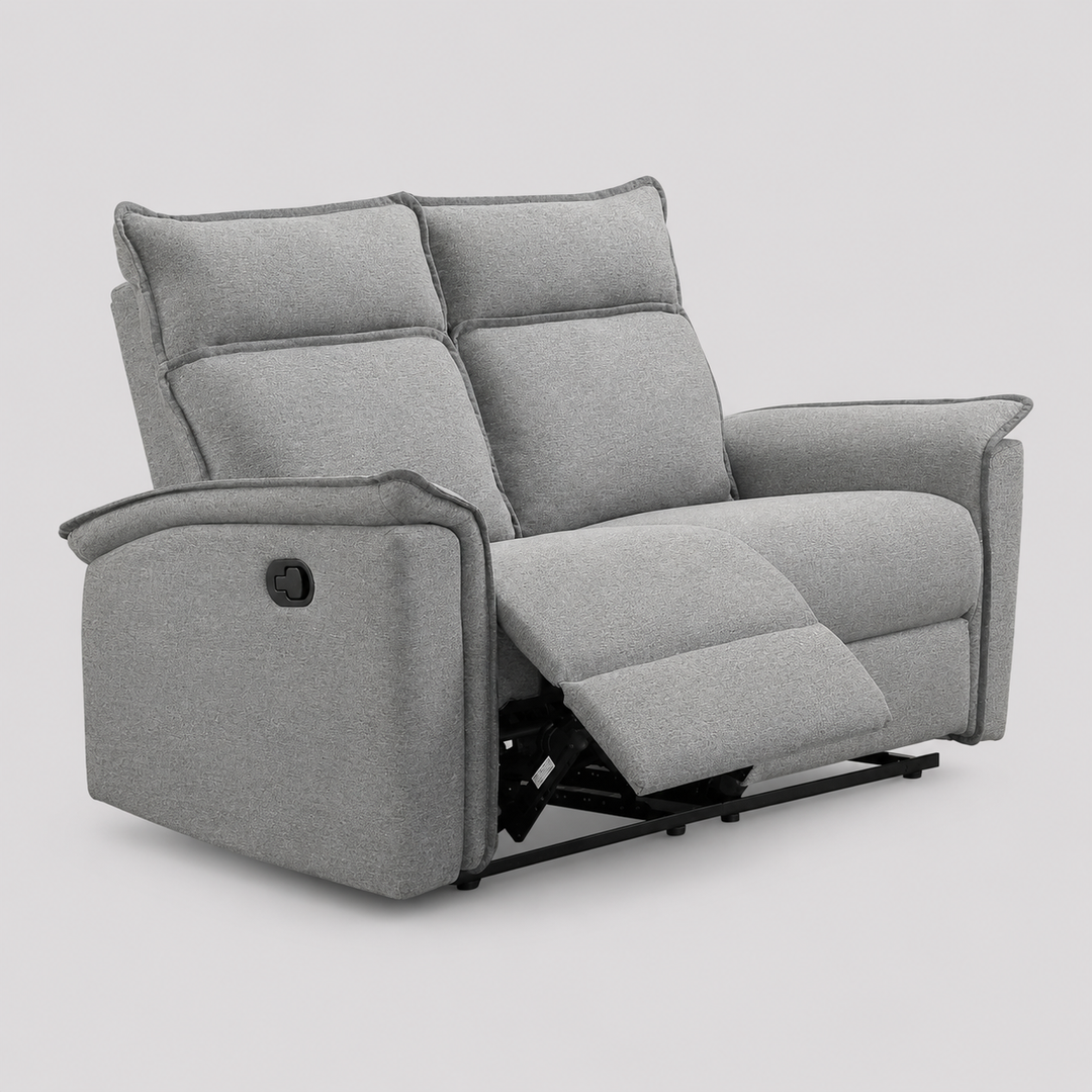 Miller Manual Recliner Loveseat In Fabric Upholstery - Grey