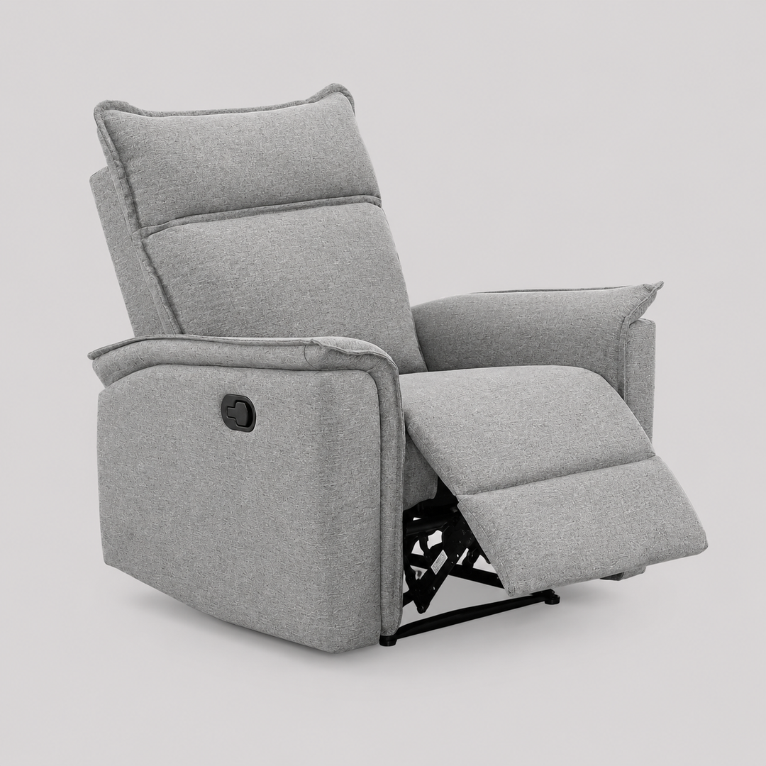 Miller Manual Rocker Recliner Chair In Fabric Upholstery - Grey