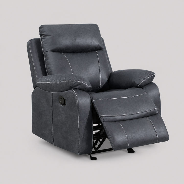 Easeo Recliner Chair with Manual Recline & Glider | Greyish-Blue Suede Recliner