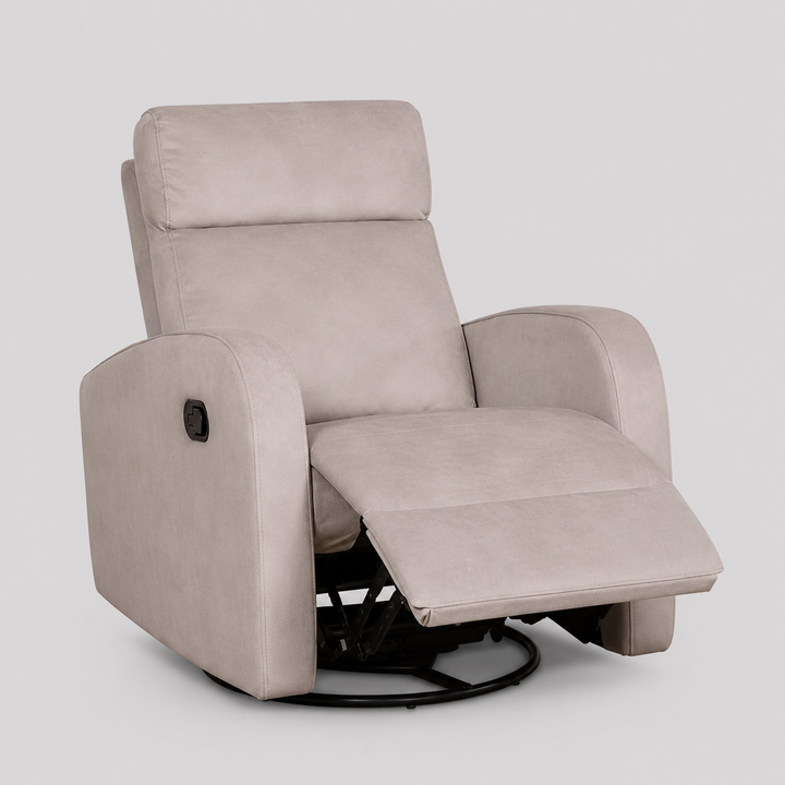 Wervano Recliner Chair with Swivel Glider Mechanism, Zero Wallhugger Design And Soft Latte Fabric