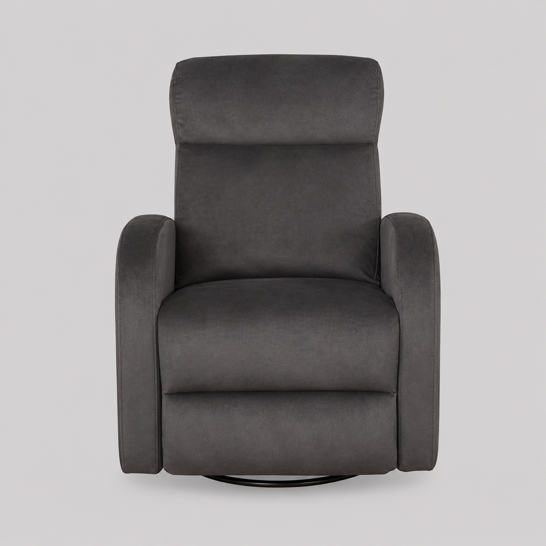 Wervano Recliner Chair with Swivel Glider Mechanism, Zero Wallhugger Design &amp; Soft Charcoal Fabric