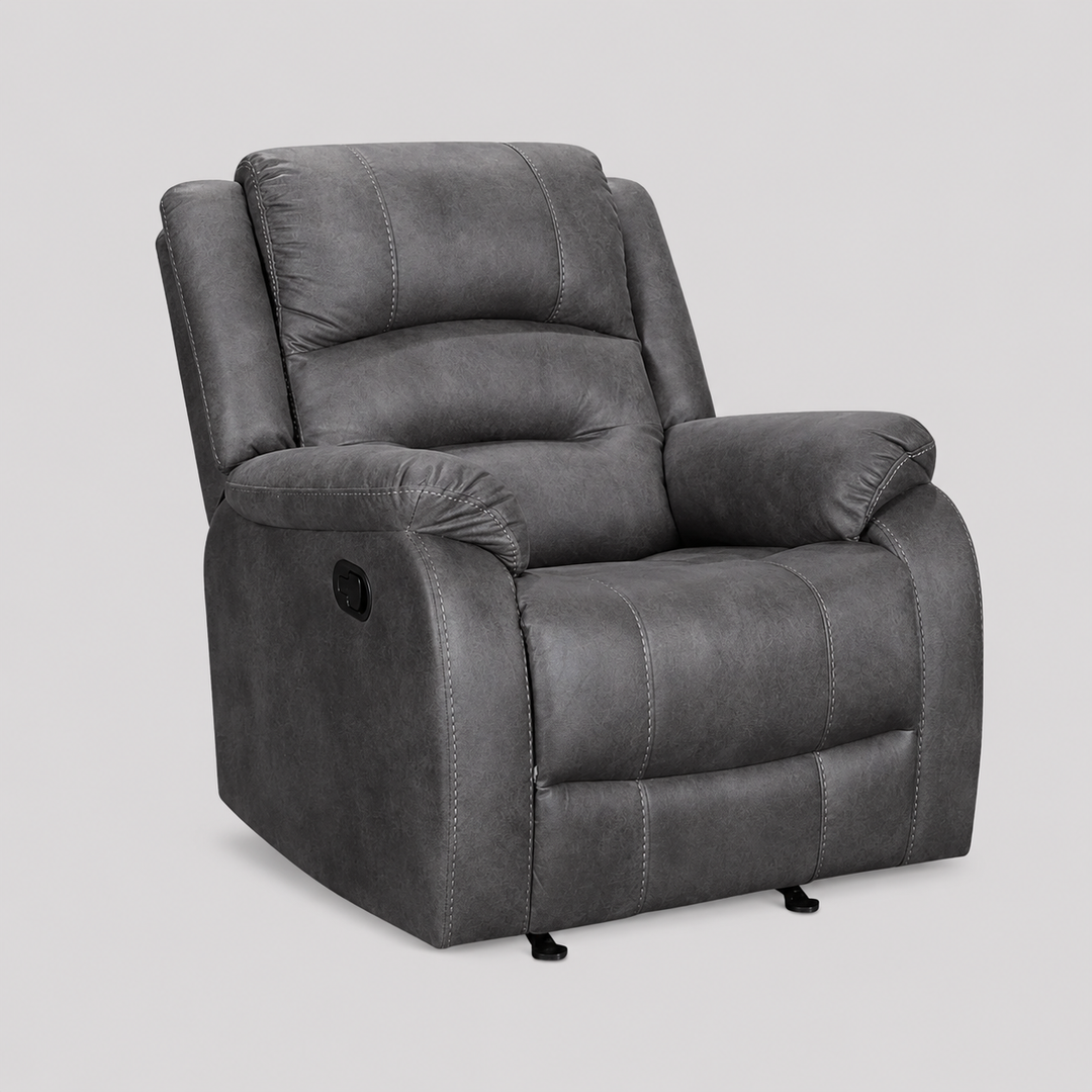Plushy Recliner Chair – Calvano | Grey Palomino Fabric, Manual Recline & Glider
