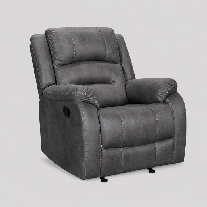 Plushy Recliner Chair – Calvano | Grey Palomino Fabric, Manual Recline & Glider