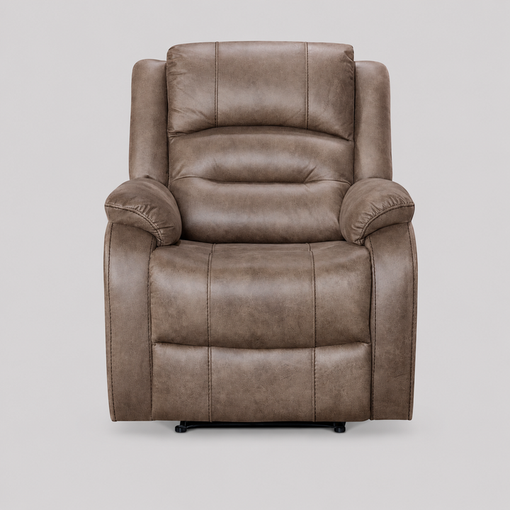 Plushy Recliner Chair – Calvano | Caramel Brown Palomino Fabric, Manual Recline & Glider