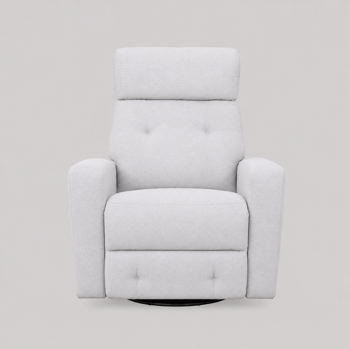 Uveron Recliner Chair with Side-Mounted Steel Pull Handle, Glider Rocking Mechanism & Soft Light Grey Fabric