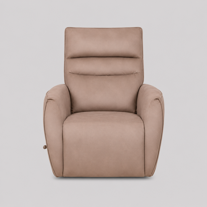 Valmire Recliner Chair with Side-Mounted Steel Pull Handle, Glider Rocking Mechanism & Soft Warm Light Taupe Fabric