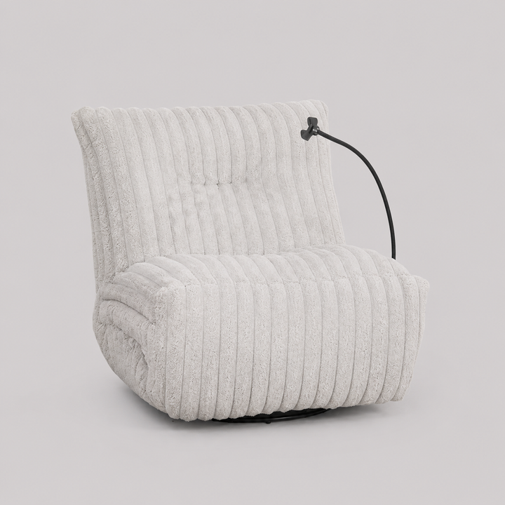 Pralvion Recliner Chair with Cell Phone Holder, Swivel Glider Function, Zero Wallhugger Design &amp; Soft Corduroy Fabric