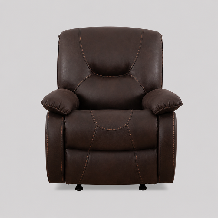 Zorvian Recliner Chair in Brown Elephant Skin Fabric with Glider Rocking Mechanism &amp; Zero Wallhugger Design
