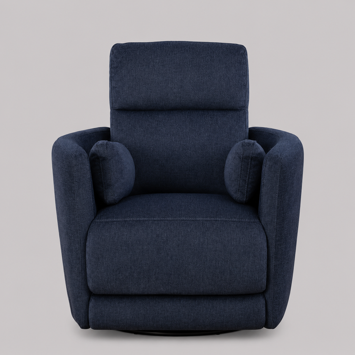 Xelviora Recliner Chair in Soft Blue Fabric with Swivel Glider Mechanism, Hidden Pull Handle &amp; Zero Wallhugger Design