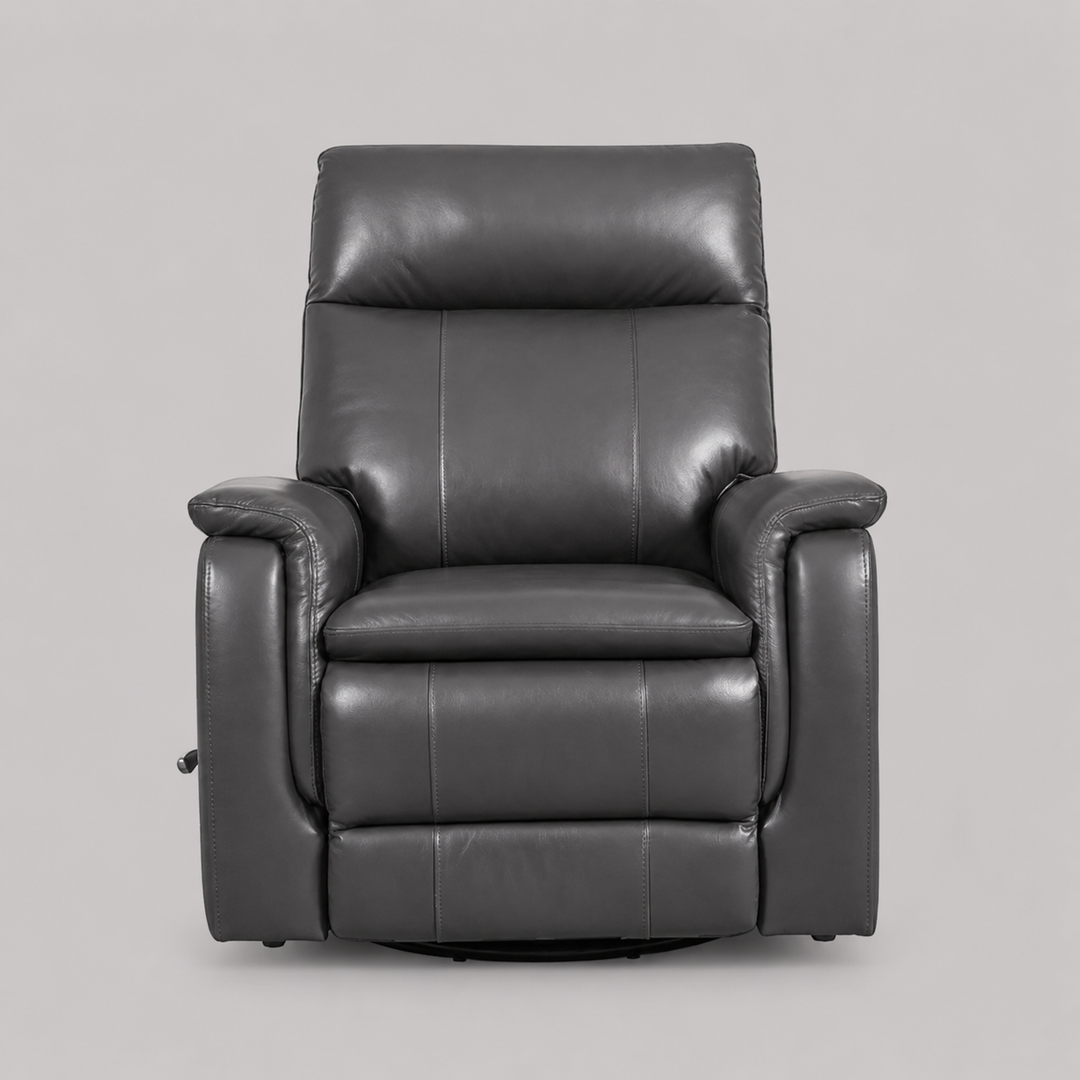 Faelan Recliner Chair | Manual Reclining Leather Chair with Swivel & Gliding – Granite
