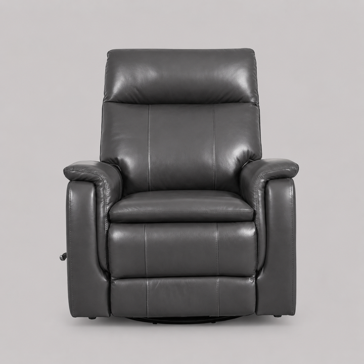 Faelan Recliner Chair | Manual Reclining Leather Chair with Swivel & Gliding – Granite